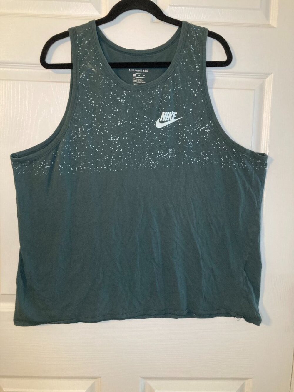 Nike Men's Green Splatter Athletic Cut Tank Top - 100% Cotton - Size XXL